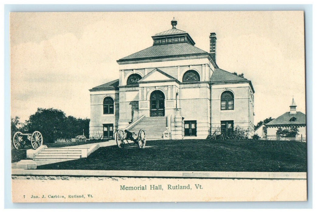 1905 Memorial Hall, Rutland, Vermont VT Antique Unposted Postcard