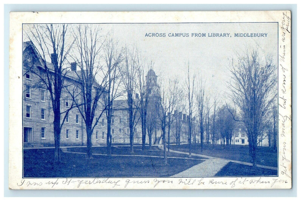 c1905 Across Campus From Library Middlebury Vermont VT Antique Postcard