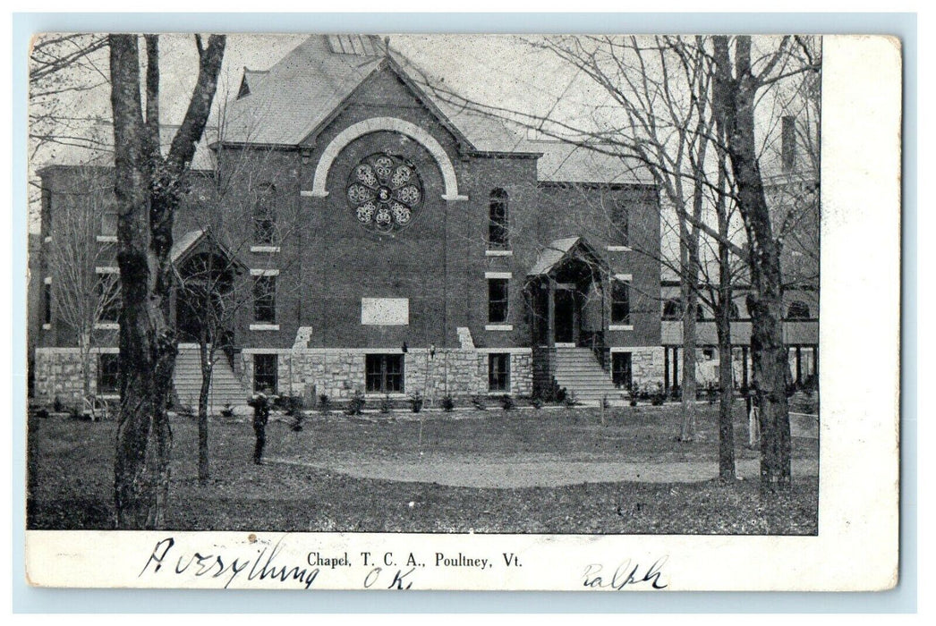 1907 Chapel, T.C.A. Poultney, Vermont VT Antique Posted Postcard
