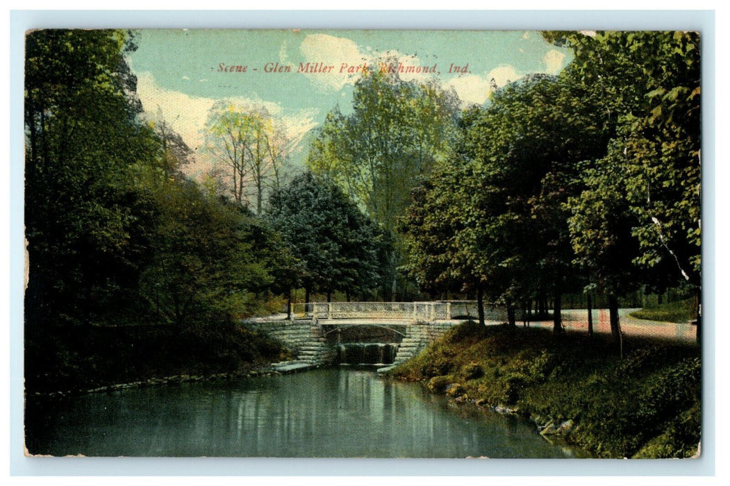 1912 River Scene at Glen Miller Park, Richmond, Indiana IN Postcard