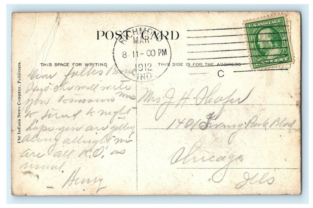 1912 River Scene at Glen Miller Park, Richmond, Indiana IN Postcard