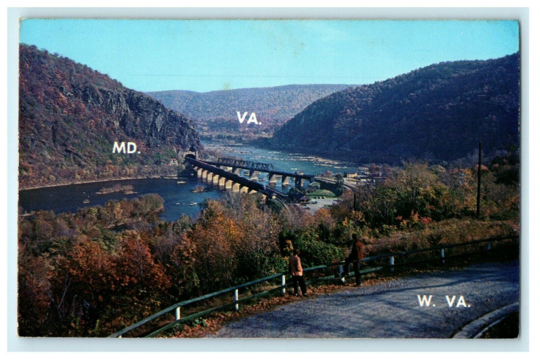 1974 Picture of Bridge and River in Harpers Ferry West Virginia WV Postcard