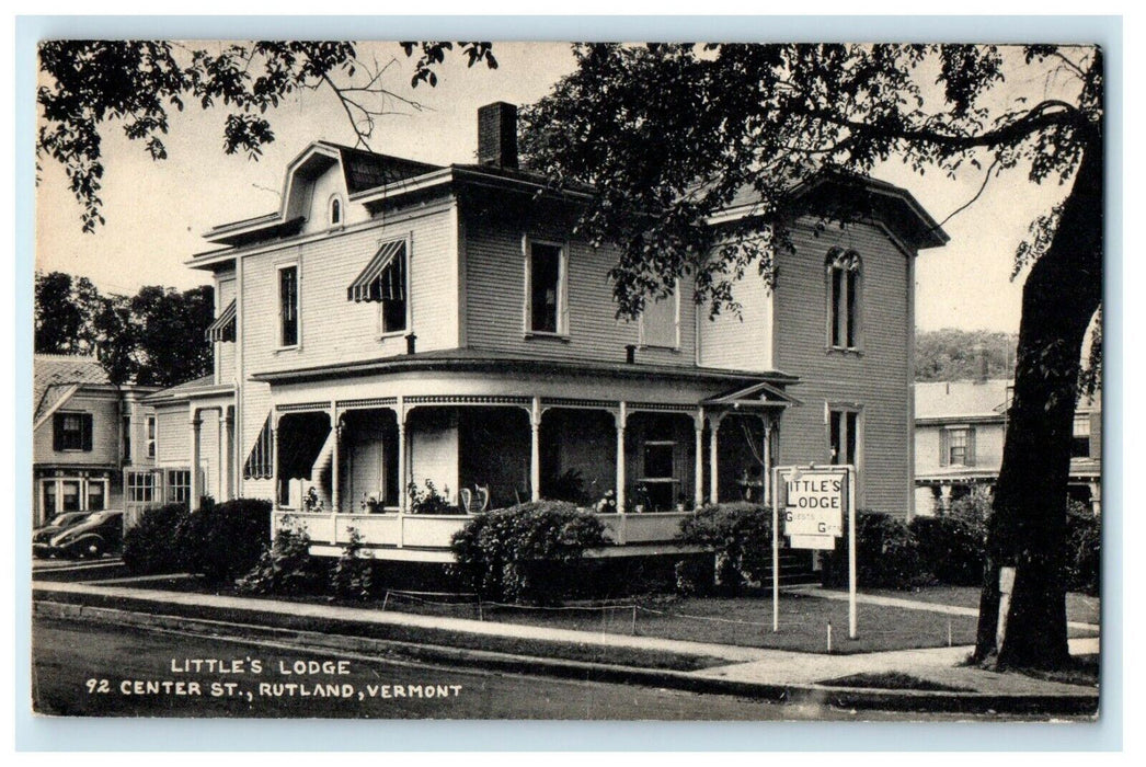 1940 Little's Lodge 92 Center St. Rutland Vermont VT Antique Unposted Postcard