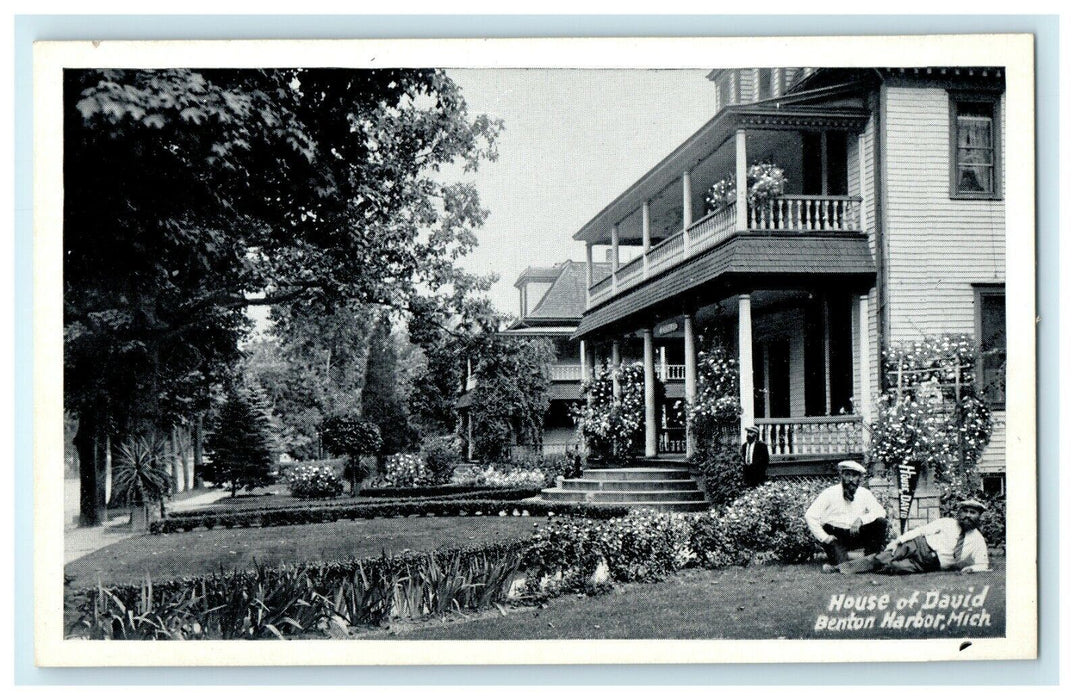 1948 Two People Sitting in House of David Benton Harbor, Michigan MI Postcard