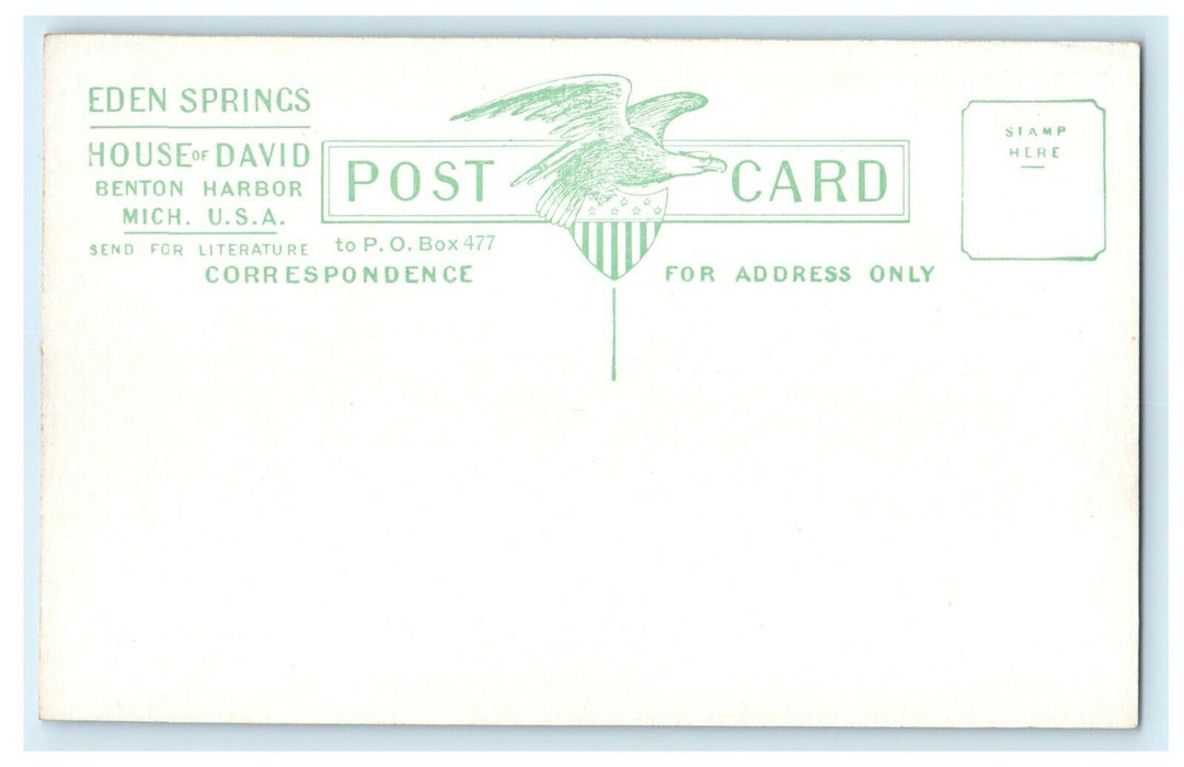 1948 Two People Sitting in House of David Benton Harbor, Michigan MI Postcard