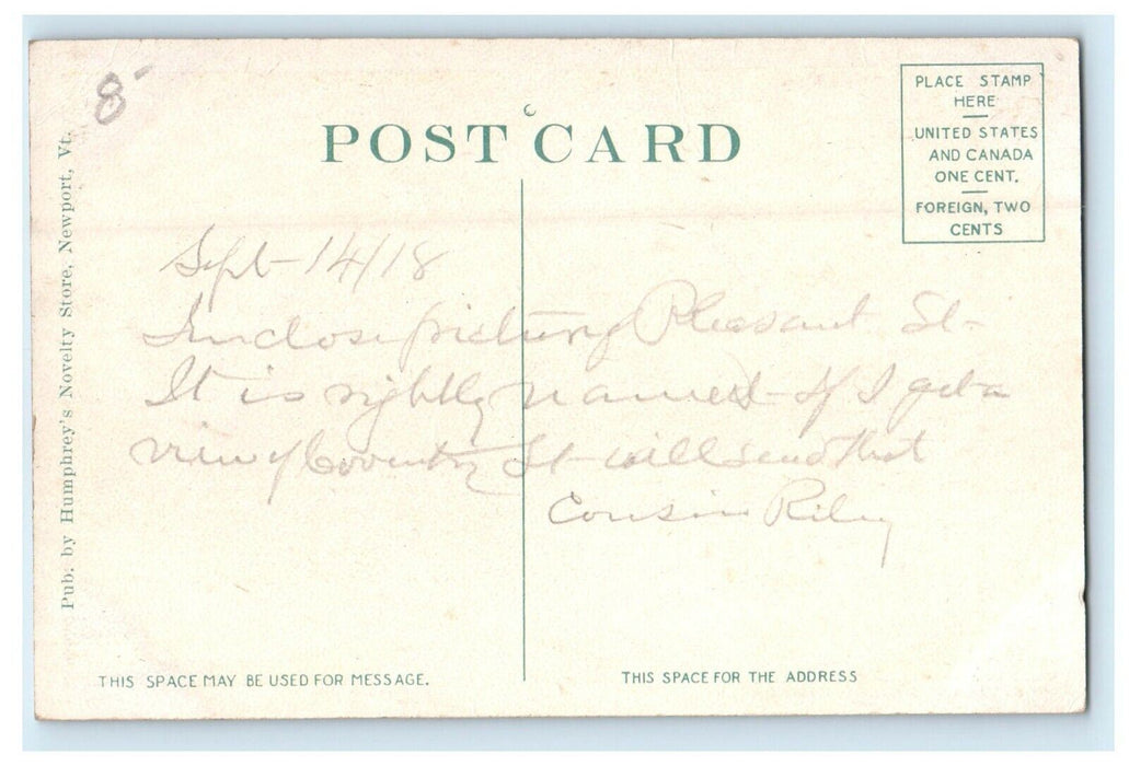 1918 Pleasant Street, Newport, Vermont VT Antique Posted Postcard