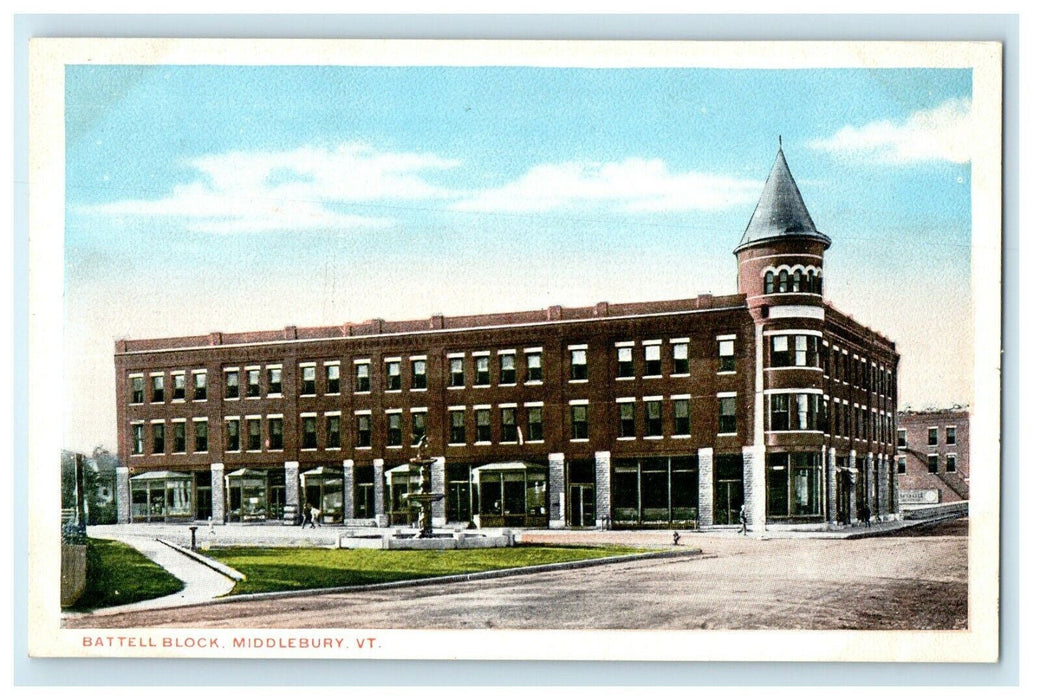c1910 The View Of Battellblock Building Middlebury Vermont VT Antique Postcard