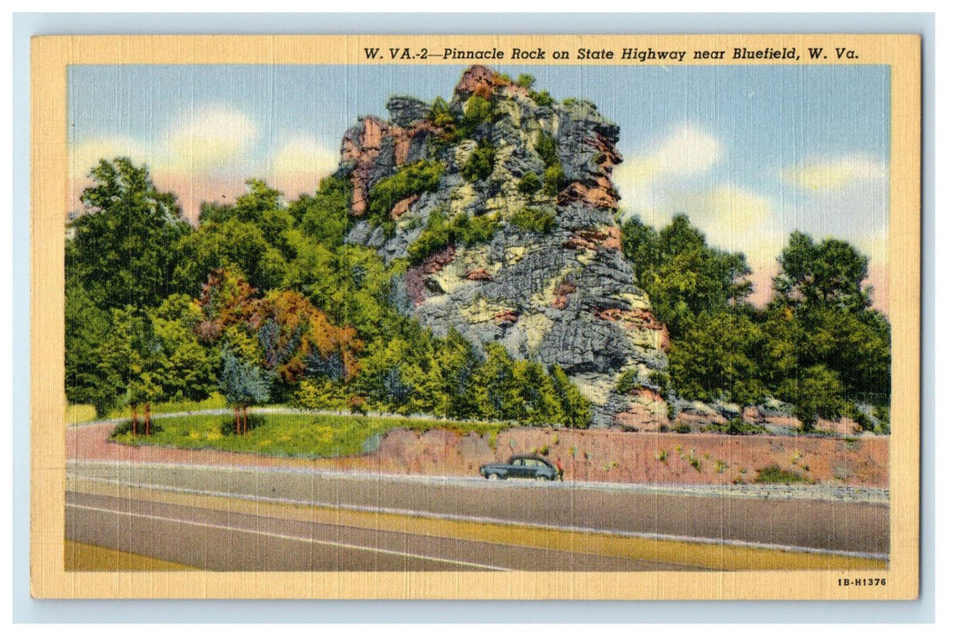 c1940s Pinnacle Rock on State Highway Near Bluefield West Virginia WV Postcard