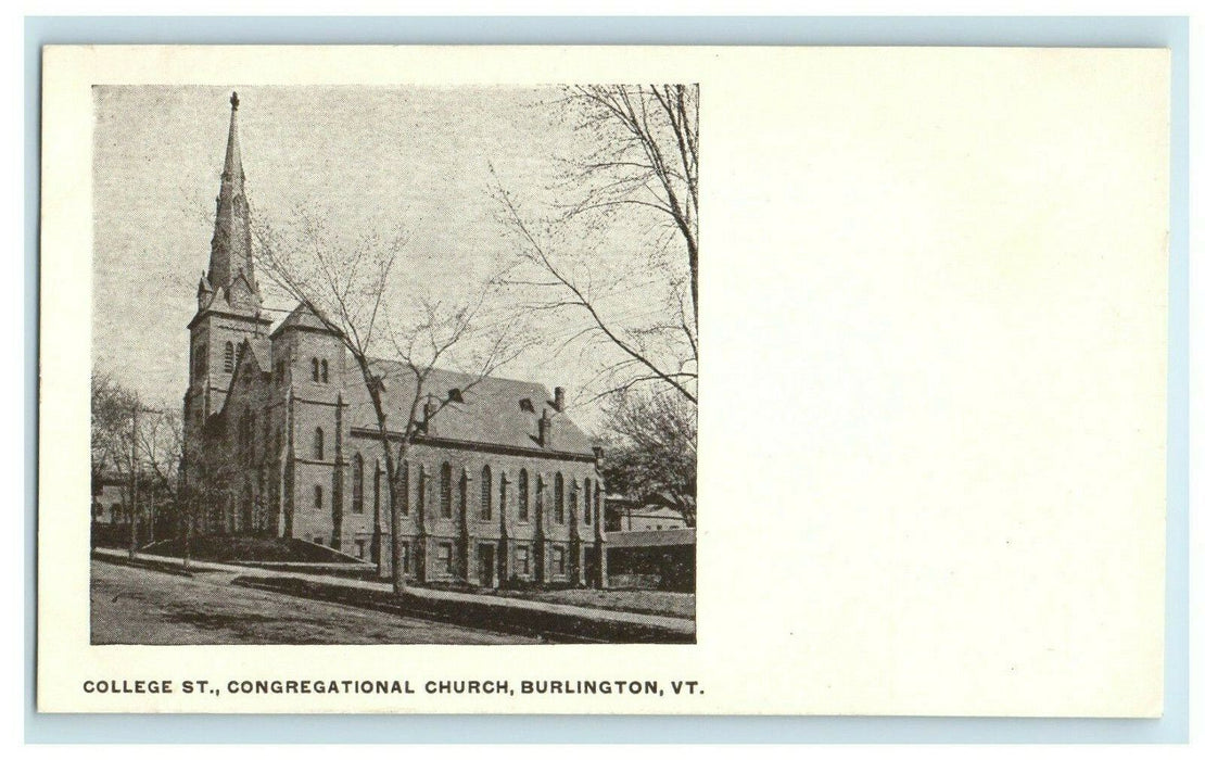 1905 College St. Congregational Church, Burlington Vermont VT Postcard