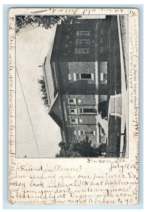 1906 Carnegie Library, Sterling Illinois IL Strasburg PA Antique Postcard