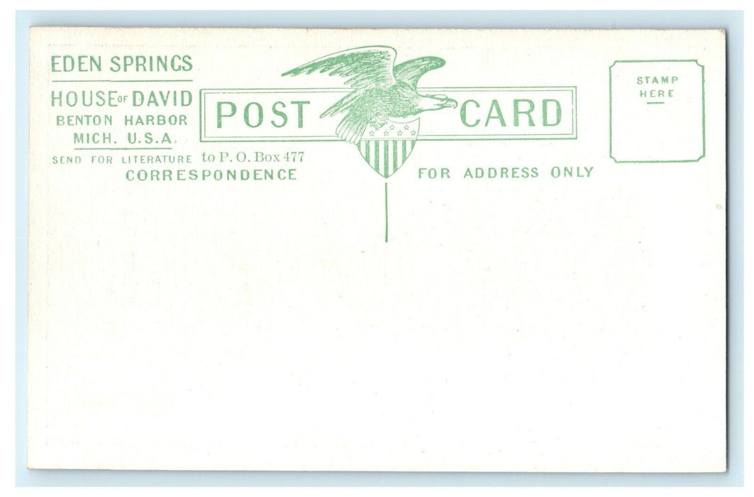 1948 Park Depot, Miniature Railway, House of David Michigan MI Postcard