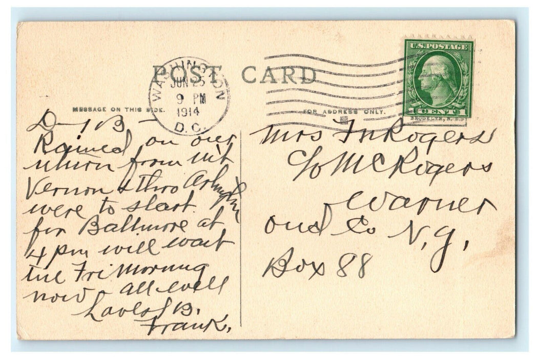 1914 Posted Christ Church, Alexandria Virginia VA Antique Postcard