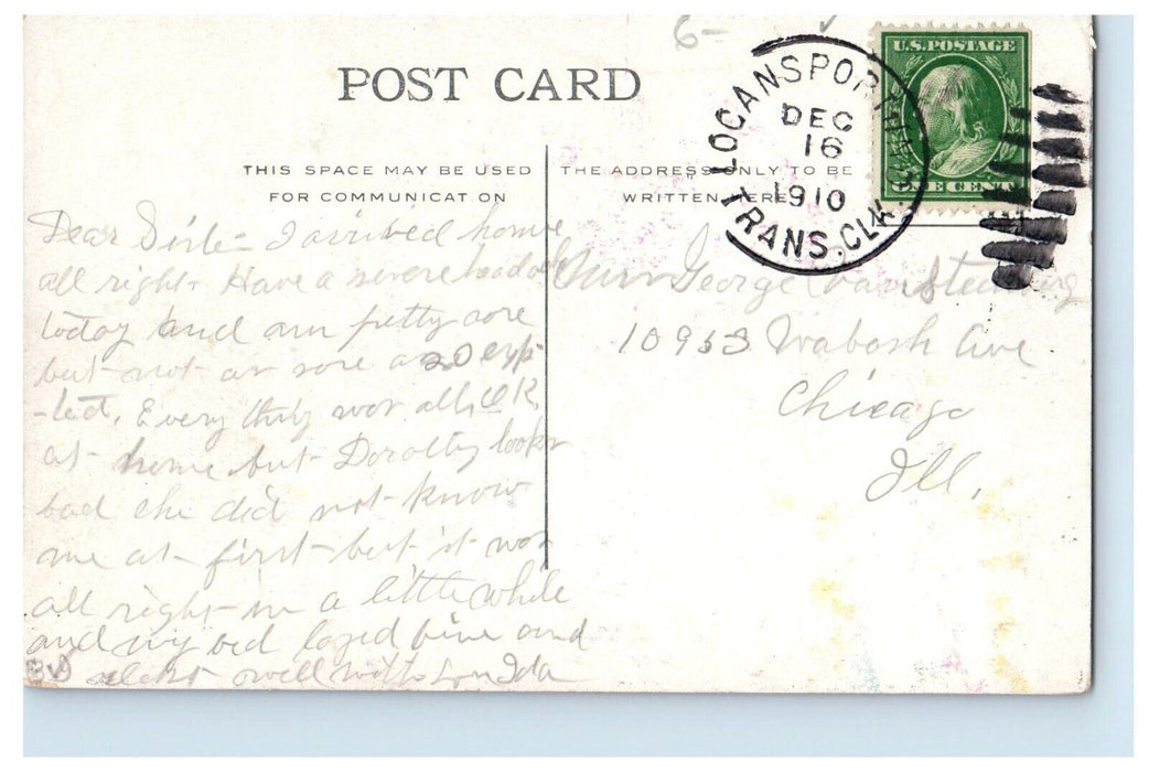 1910 Pennsylvania Depot Station Logansport Indiana IN Posted Antique Postcard