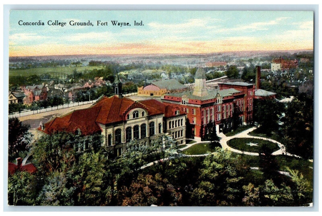 c1910's Bird's Eye View Concordia College Grounds Fort Wayne Indiana IN Postcard