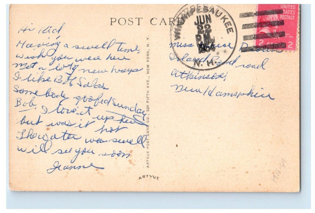 1954 Geneva Point Camp View Winnipesaukee New Hampshire NH Vintage Postcard