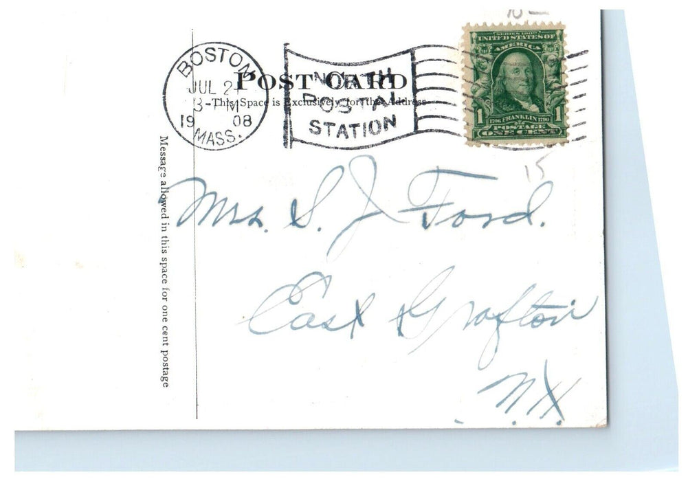 1908 B & M Station Depot Cars Hillsboro New Hampshire NH Antique Postcard