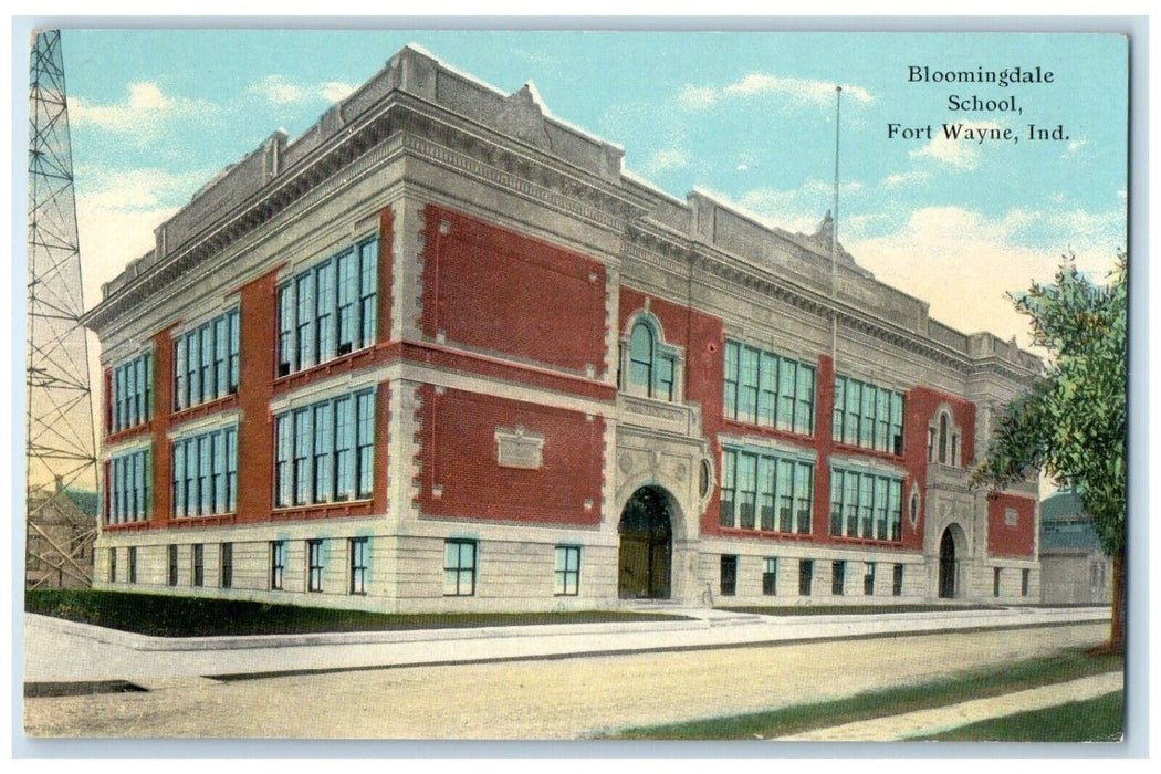 c1910's Bloomingdale School Building Fort Wayne Indiana IN Antique Postcard