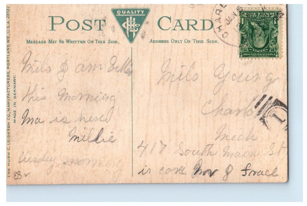 1910 Grand Trunk Depot And Michigan Central Depot Charlotte Michigan MI Postcard