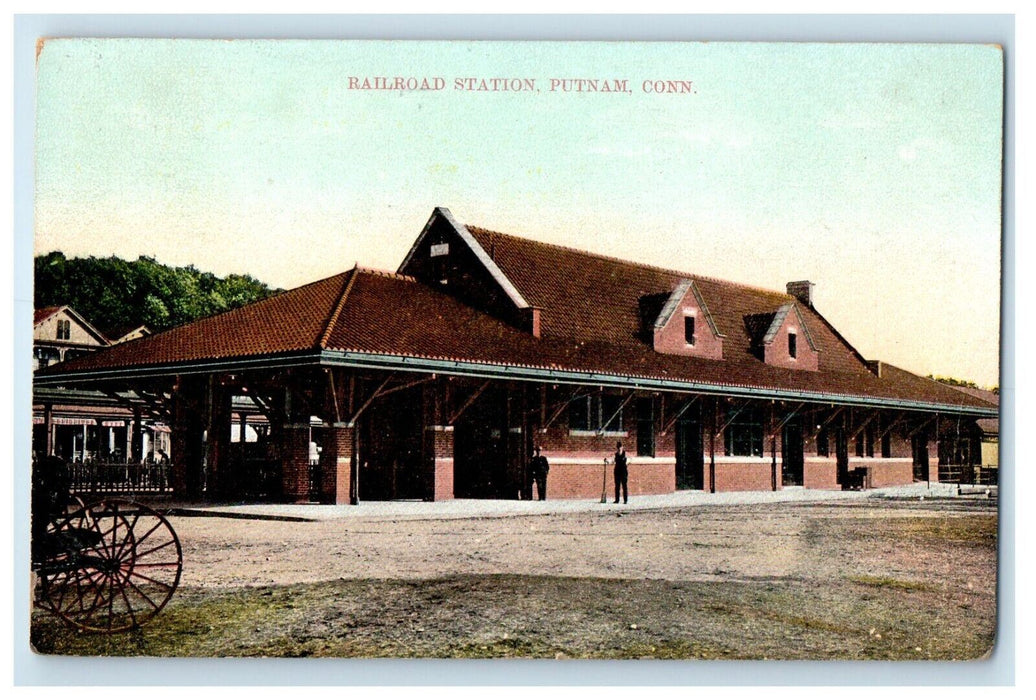 1910 Railroad Station Depot Putnam Connecticut CT Posted Antique Postcard