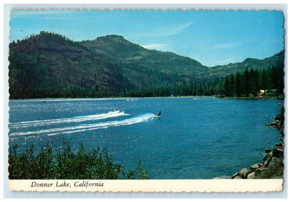 1976 View Of Donner Lake California CA, Surfing, Boating And Swimming Postcard