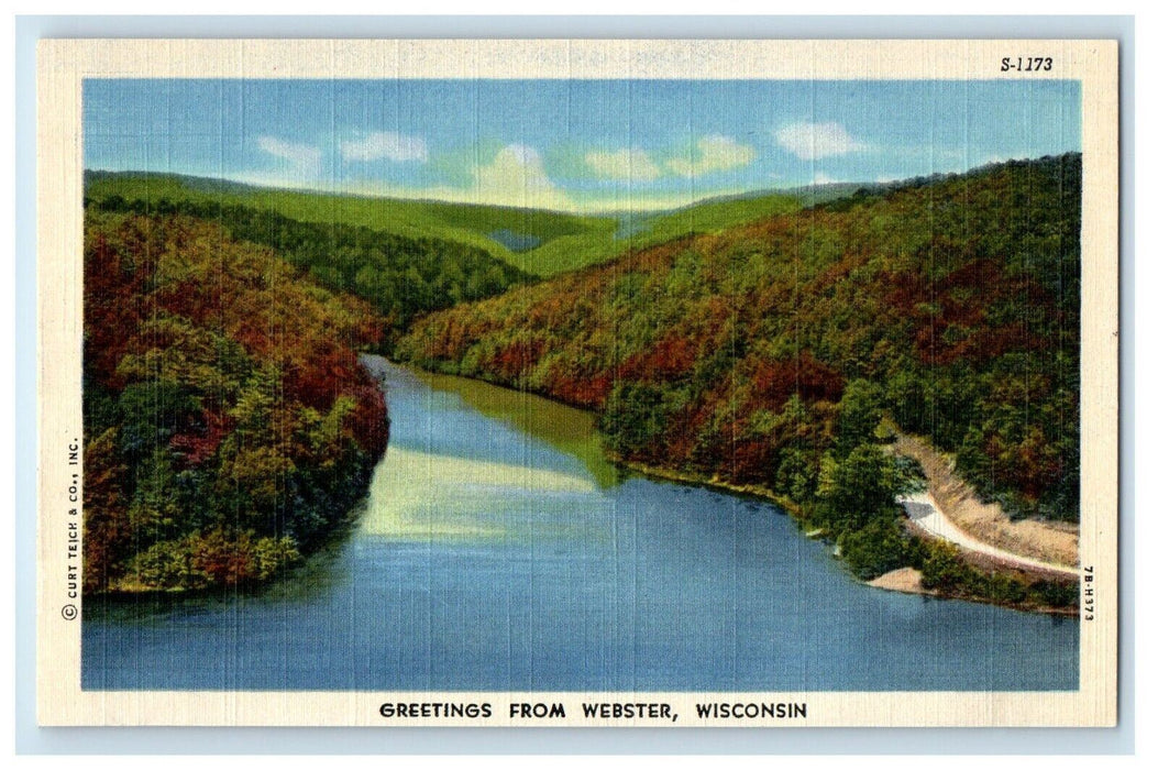 c1930's Greetings From Webster Wisconsin WI, Lave And Mountain View Postcard