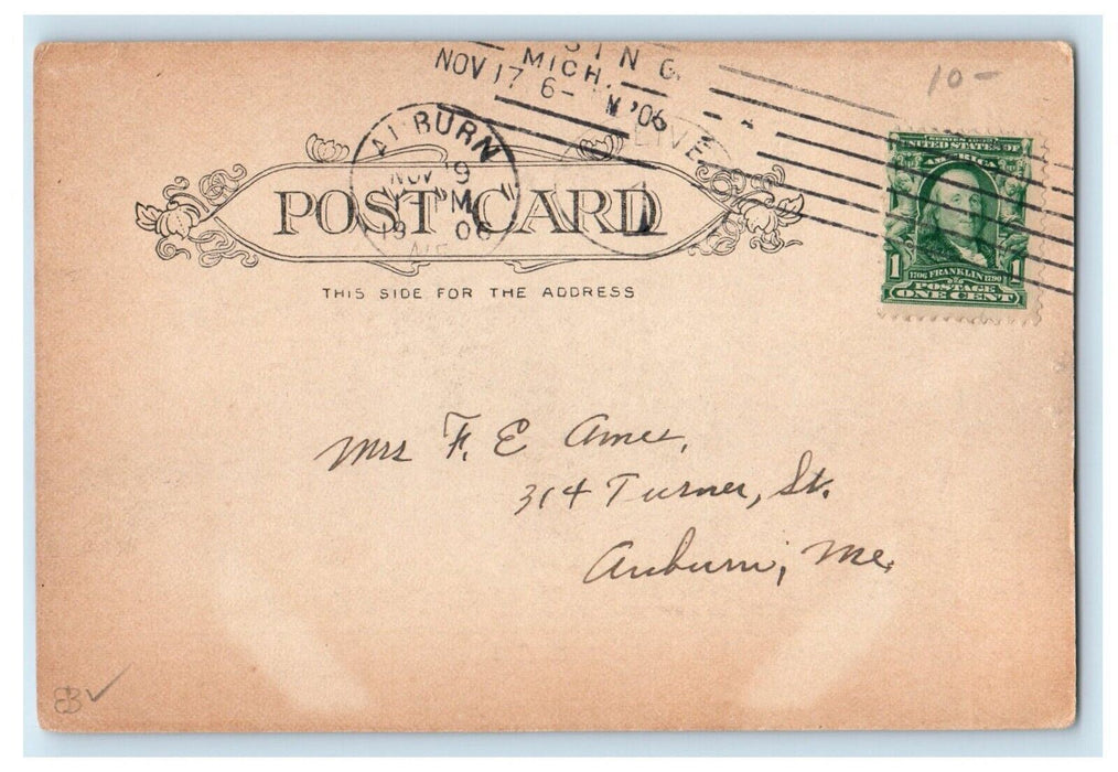 1906 Union Depot Train Station Wagon Lansing Michigan MI Antique Postcard