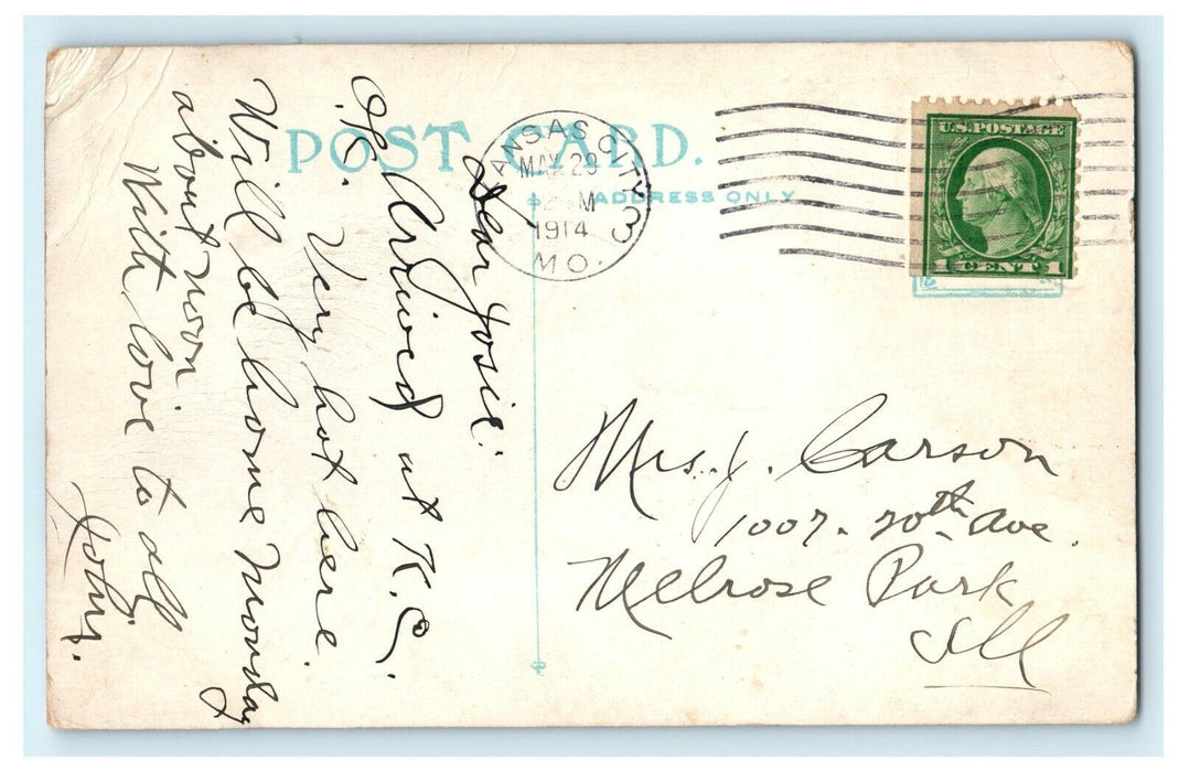 1914 Terrace at 12th Street and Paseo, Kansas City Missouri MO Postcard