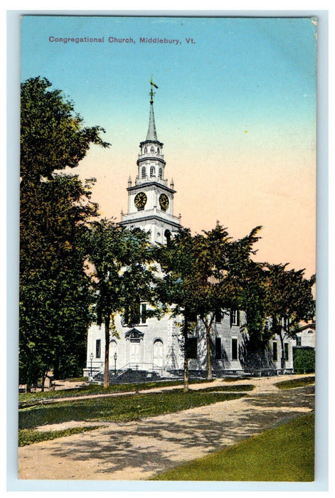 c1910 Congregational Church Middlebury Vermont VT Antique Postcard