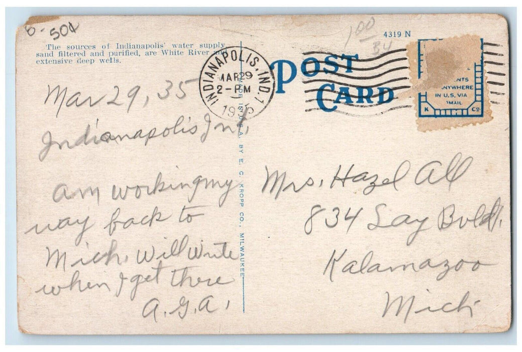 1935 M. E. Hospital Building Cars Indianapolis Indiana IN Vintage Postcard