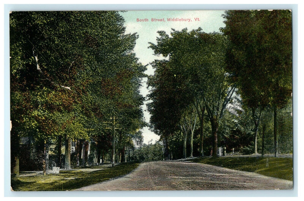 1921 South Street, Middlebury, Vermont VT Antique RPO Postcard