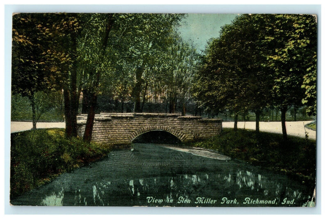 1913 Day Scene at Glen Miller, Richmond Indiana IN Antique Postcard