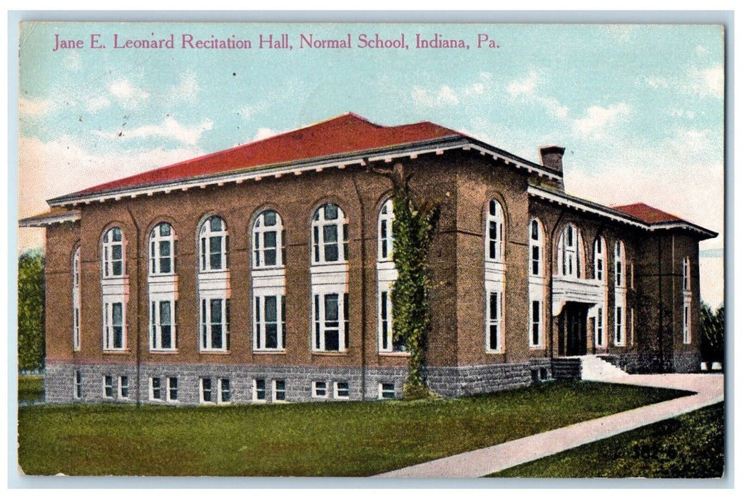 1911 Jane E. Leonard Recitation Hall Normal School Indiana PA Antique Postcard