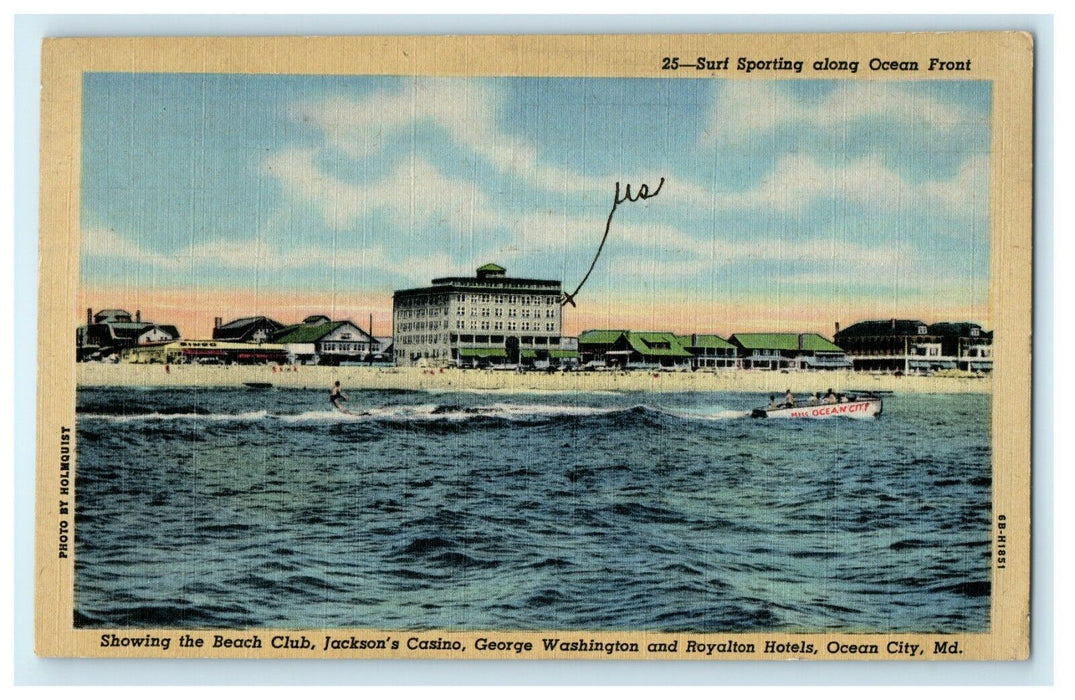 1947 Showing Jackson Casino and Royalton Hotel, Ocean City Maryland MD Postcard