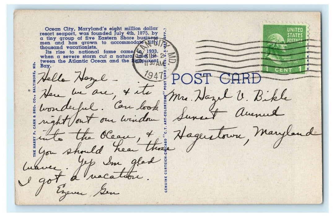 1947 Showing Jackson Casino and Royalton Hotel, Ocean City Maryland MD Postcard