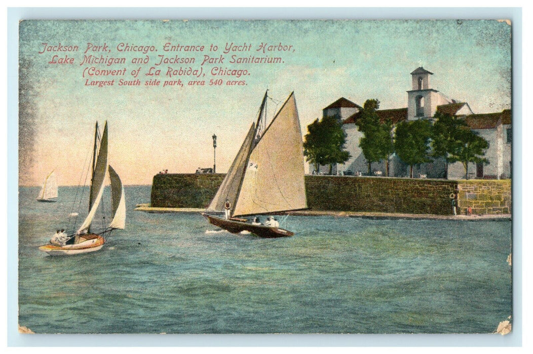 1910 Entrance to Yacht Harbor, Jackson Park, Chicago Illinois IL Postcard