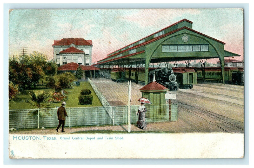 1908 Grand Central Depot and Train Shed, Houston Texas TX Tuck Postcard