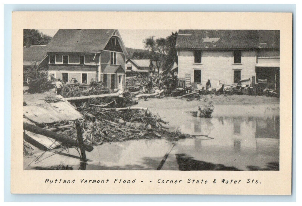 1921 Rutland Vermont Flood - Water Sts., Rutland Vermont VT Postcard