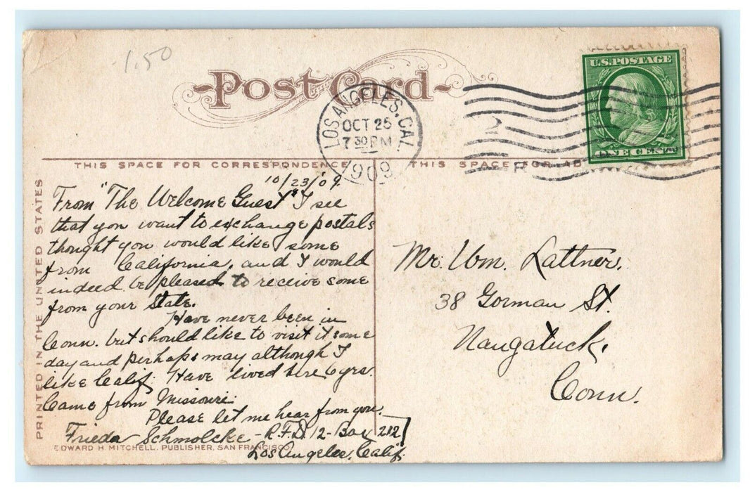 1909 Major Mckinley Cawston's Ostrich Farm Near Pasadena Los Angeles CA Postcard