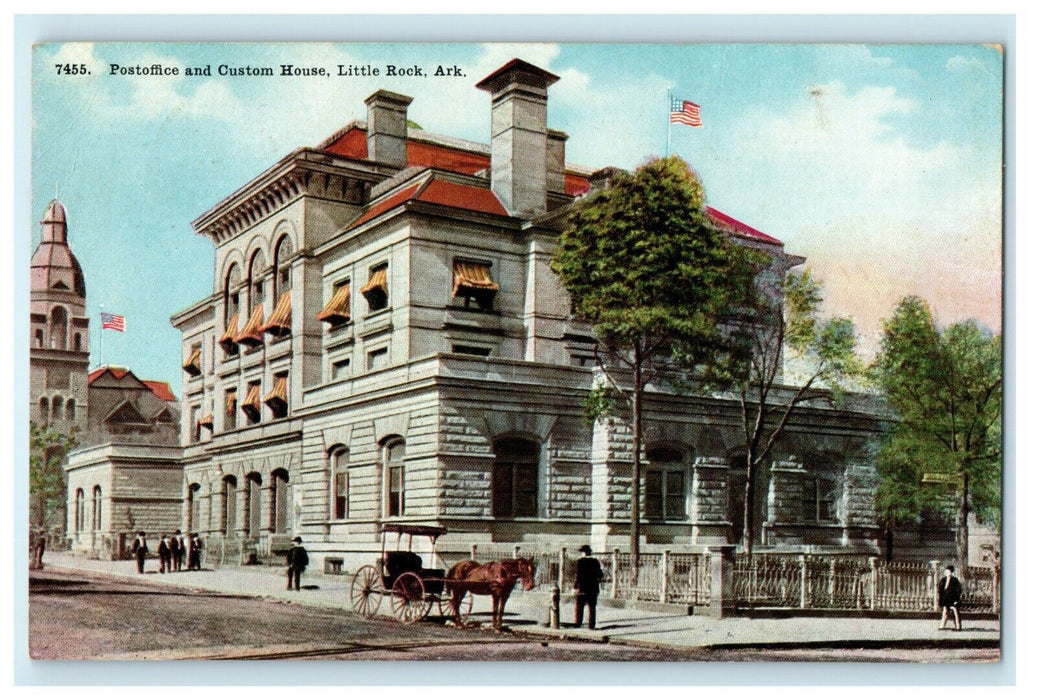 1915 Post Office and Custom House, Little Rock Arkansas AR Postcard