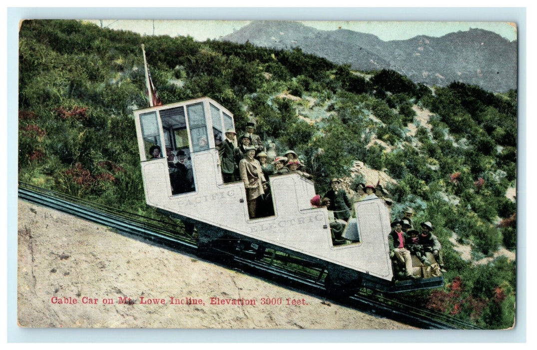 1910 Cable Car on Mt. Lowe Incline, California CA Antique Postcard