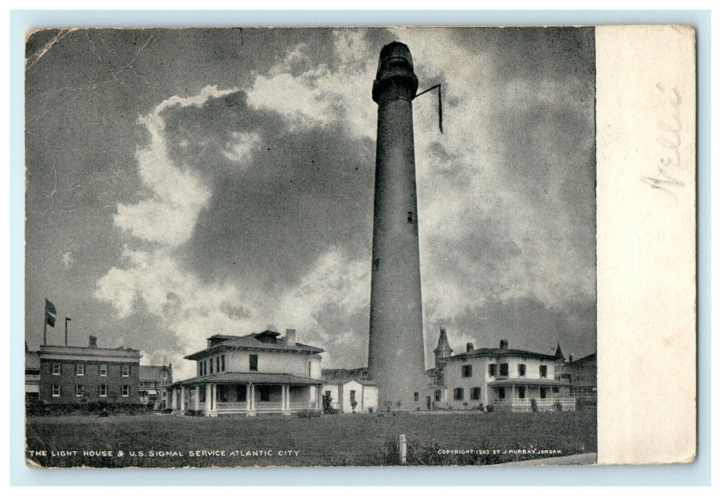 1906 The Light House & US Service Signal, Atlantic City New Jersey NJ Postcard