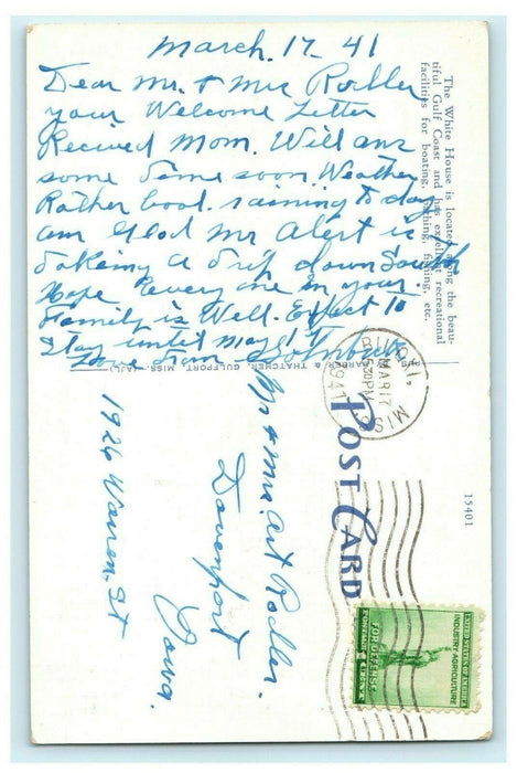 1941 The White House Hotel, Biloxi, Mississippi Vintage Postcard