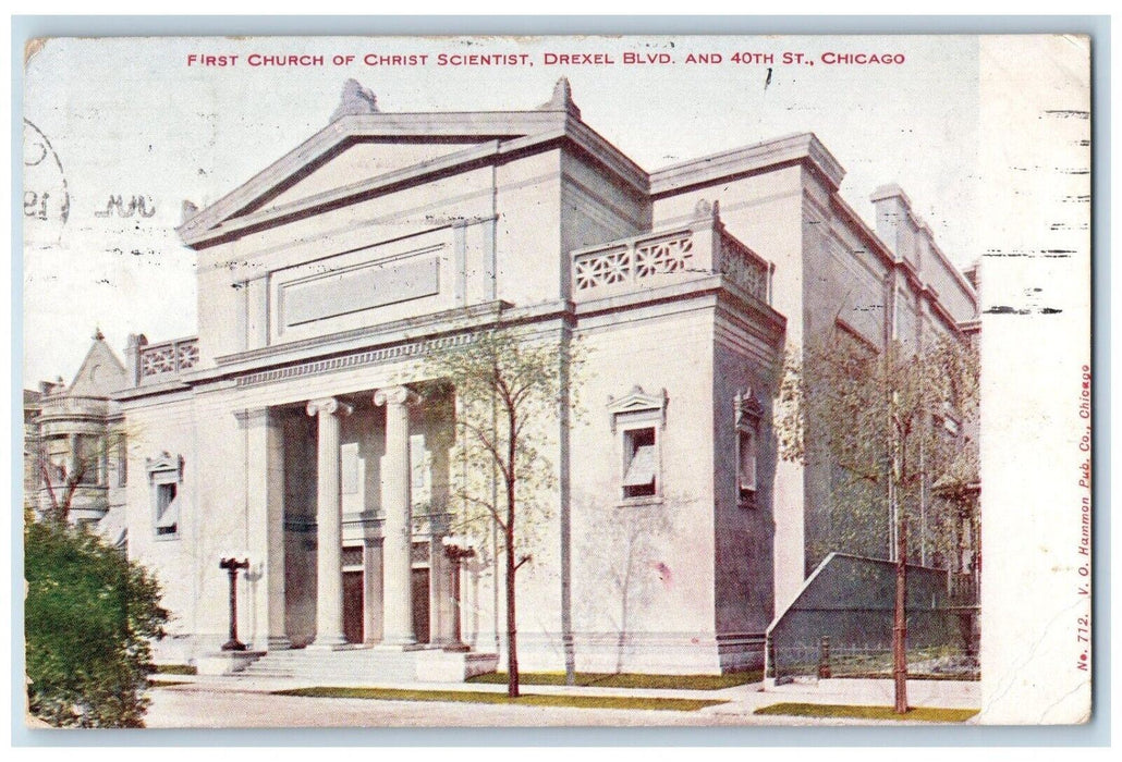 1909 First Church Of Christ Scientist Drexel Blvd Chicago Illinois IL Postcard