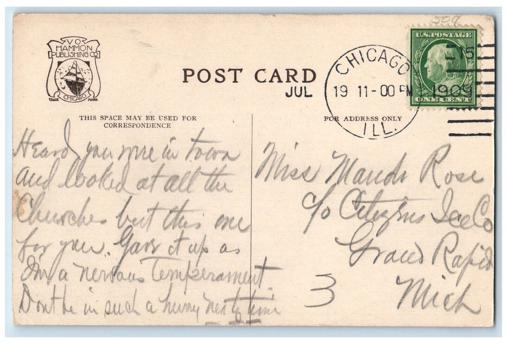 1909 First Church Of Christ Scientist Drexel Blvd Chicago Illinois IL Postcard