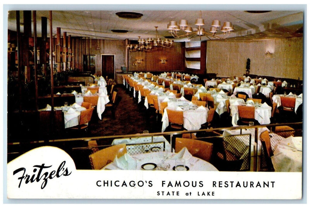 Fritzel's Famous Restaurant Dining Room Chicago Illinois IL Vintage Postcard