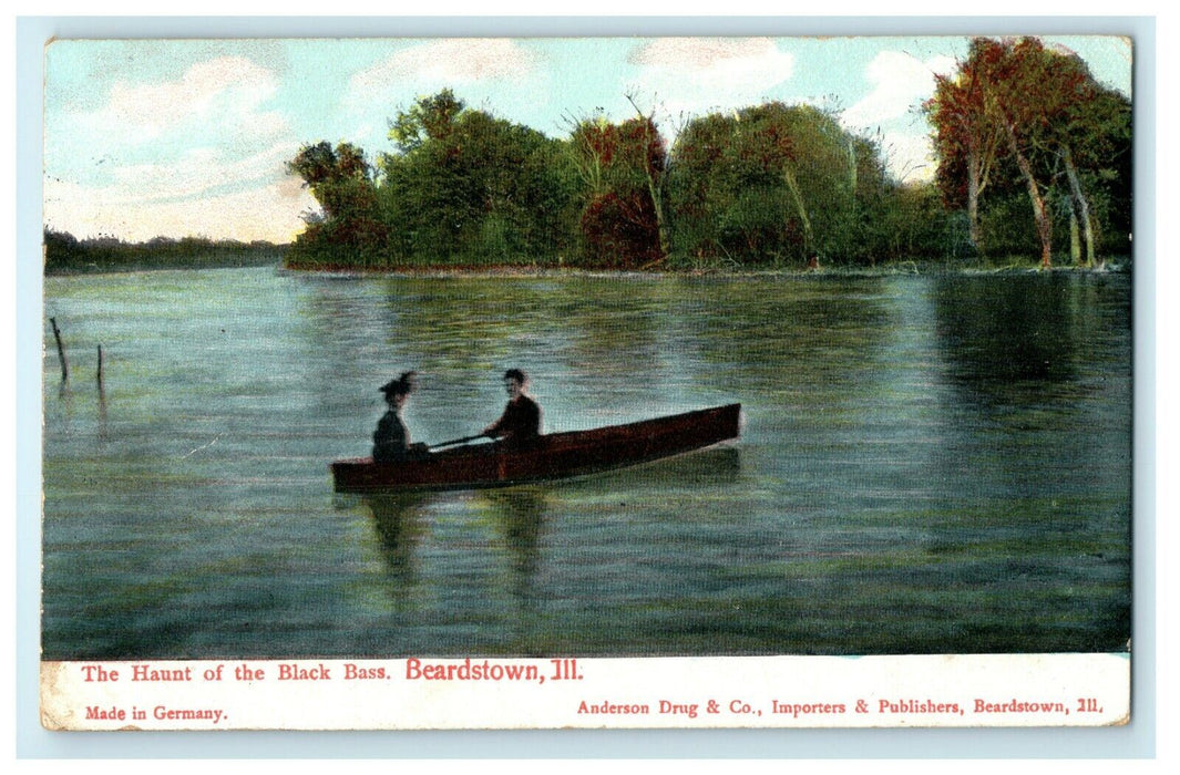 1911 The Haunt of The Black Bass, Beardstown, Illinois IL Postcard