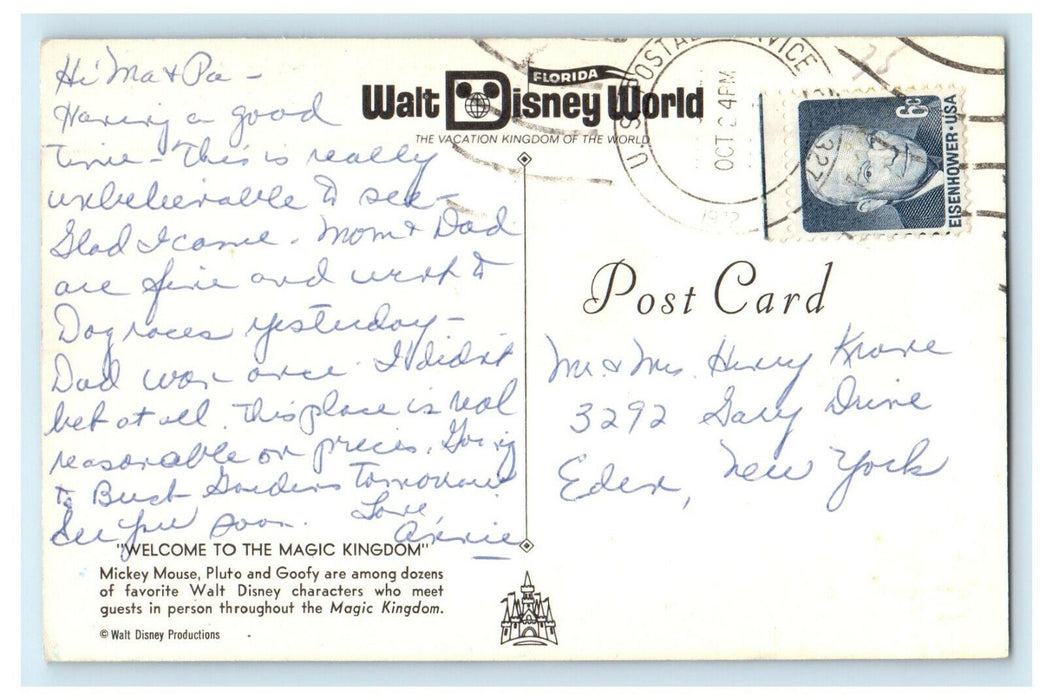 Goofy, Mickey Mouse and Pluto Meets Guests Welcome to the Magic Kingdom Postcard