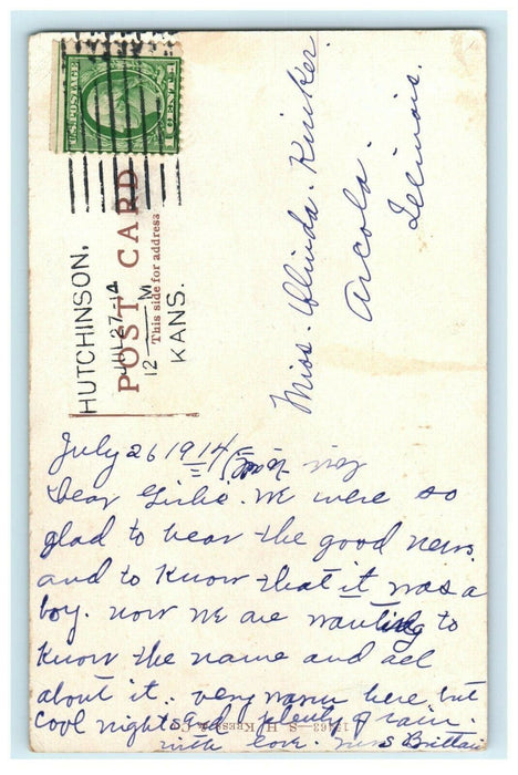 1914 Hutchinson Auditorium, Hutchinson Kansas KS Antique Postcard