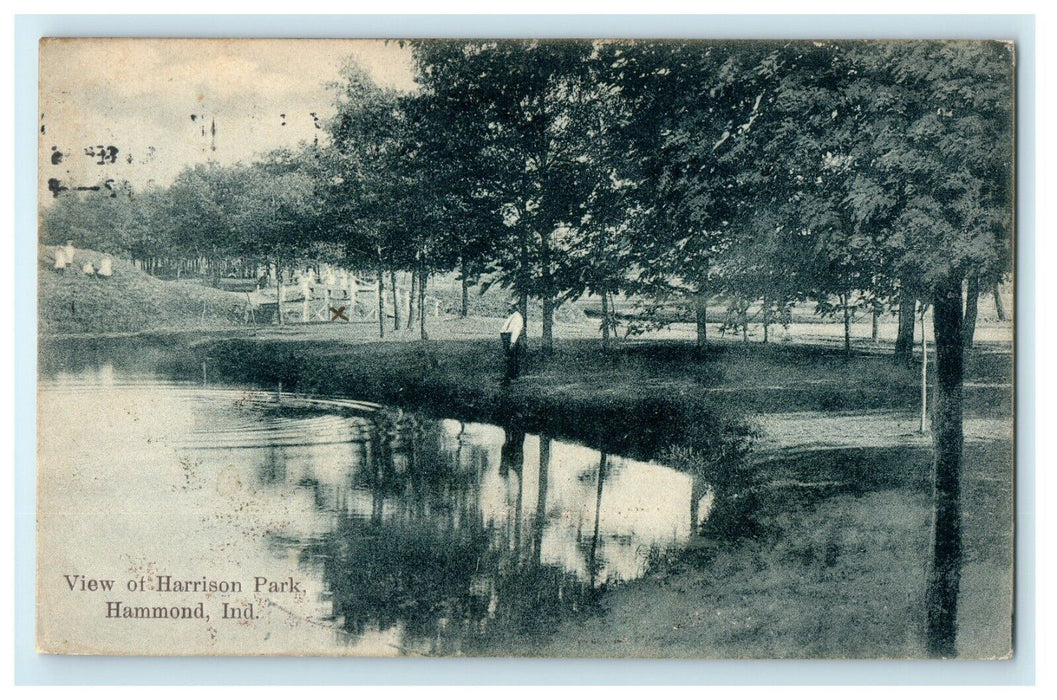1901 View of Harrison Park, Hammond, Indiana IN Antique Postcard