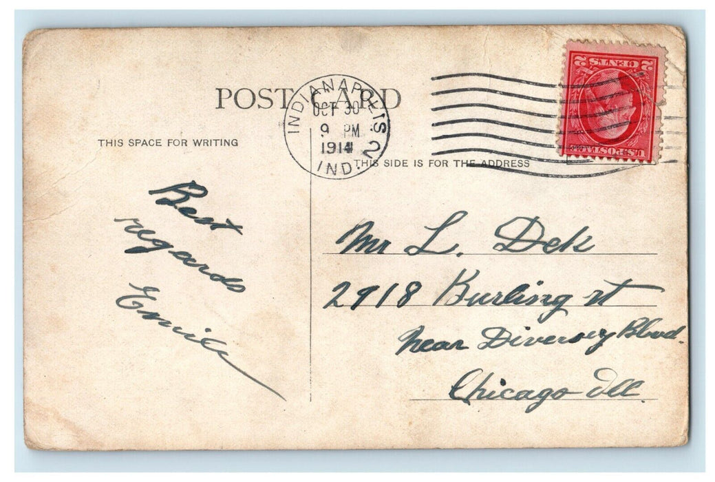 1914 Outside View of Union Station, Indianapolis Indiana IN Antique Postcard